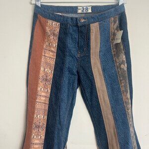 We The Free Free People Serena Low-Rise Mixed Print Panel Flare Jeans NWT